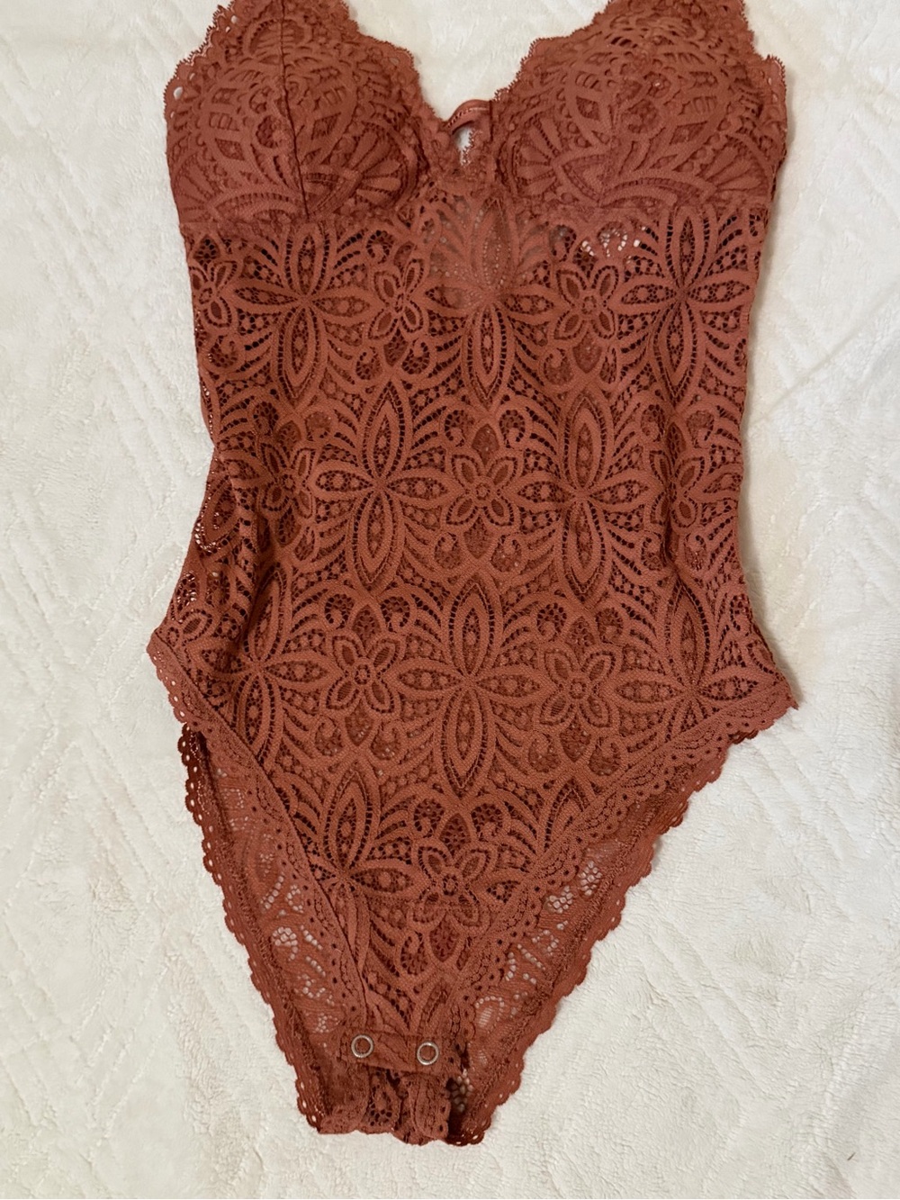 Gilly Hicks Rust Floral Lace Bodysuit